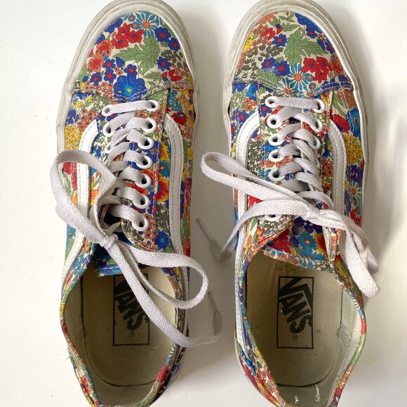Vans x Liberty of London Collab Unisex Old Skool Floral Sneakers Size 9.5 - Picture 1 of 4